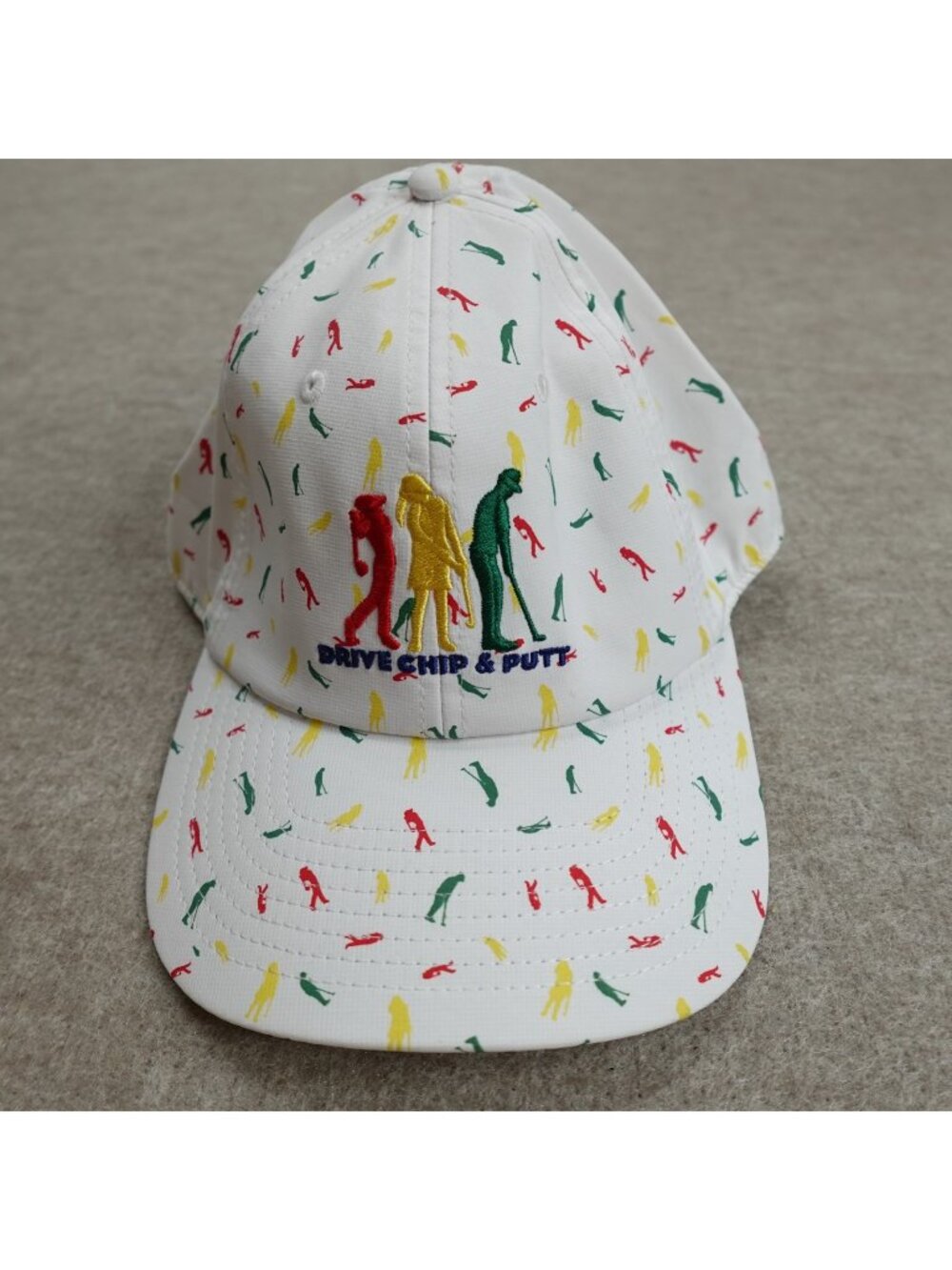 Drive Chip Putt Hat White Embroidered All Over Print Strapback USGA Masters